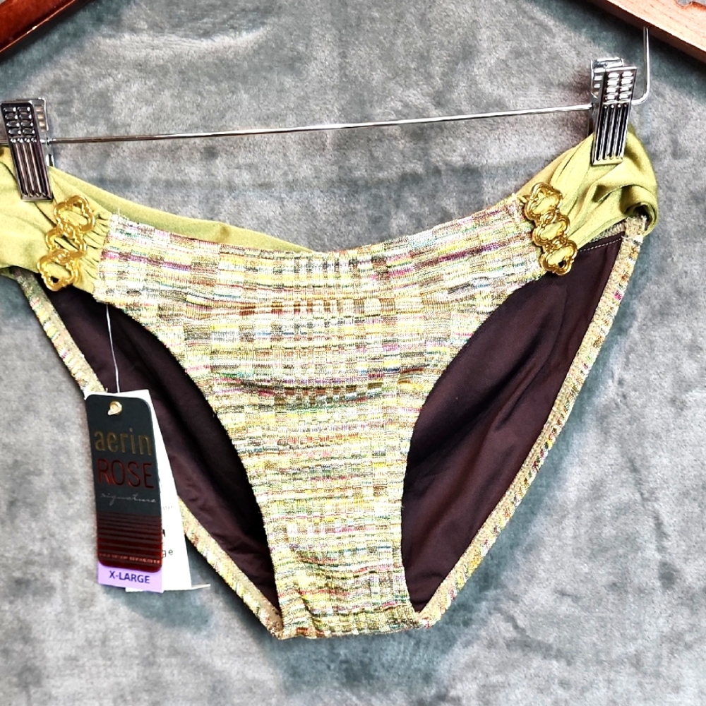 Aerin Rose Signature Bikini Bottom with Gold  Accents New With Tags Size XL